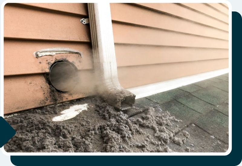 a dryer vent being blown out