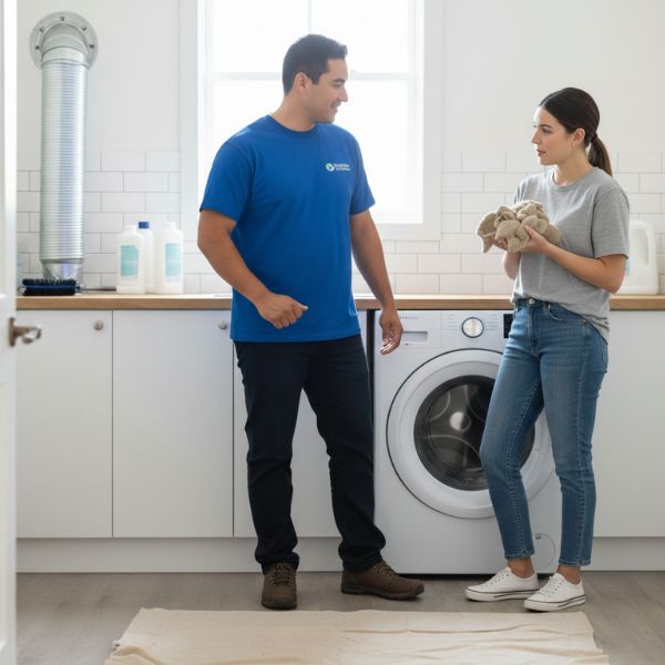 dryer vent tech and customer